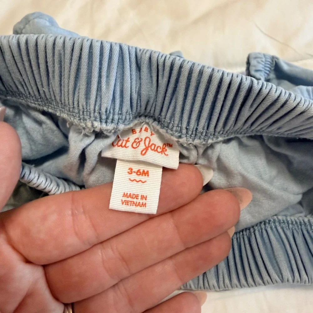 NEW - Cat & Jack Baby Girls Denim Ruffle Cotton Bloomers Diaper Cover 3-6M